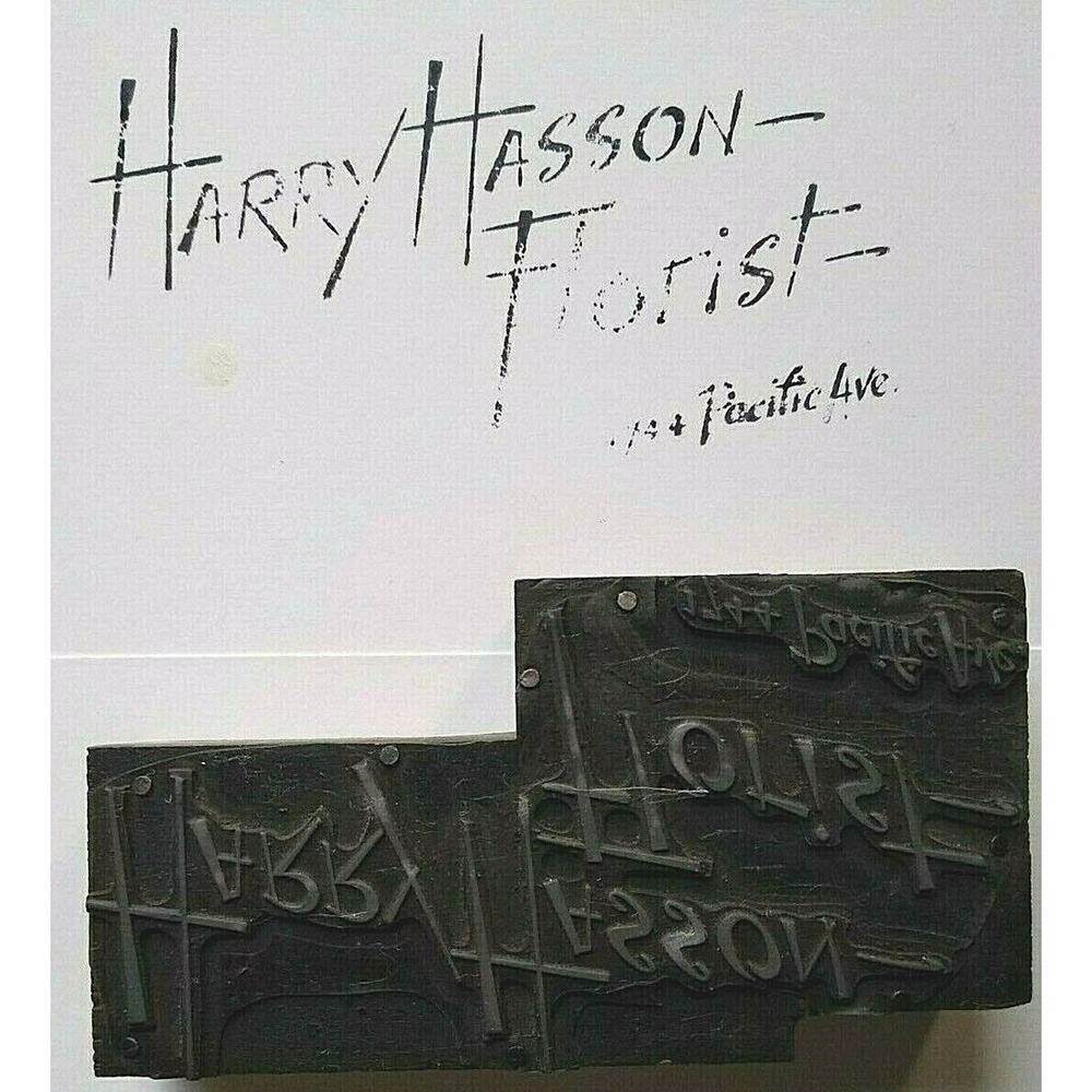 Harry Hasson Florist Printer Block Ink Stamp Letter Press Vintage Atlantic City